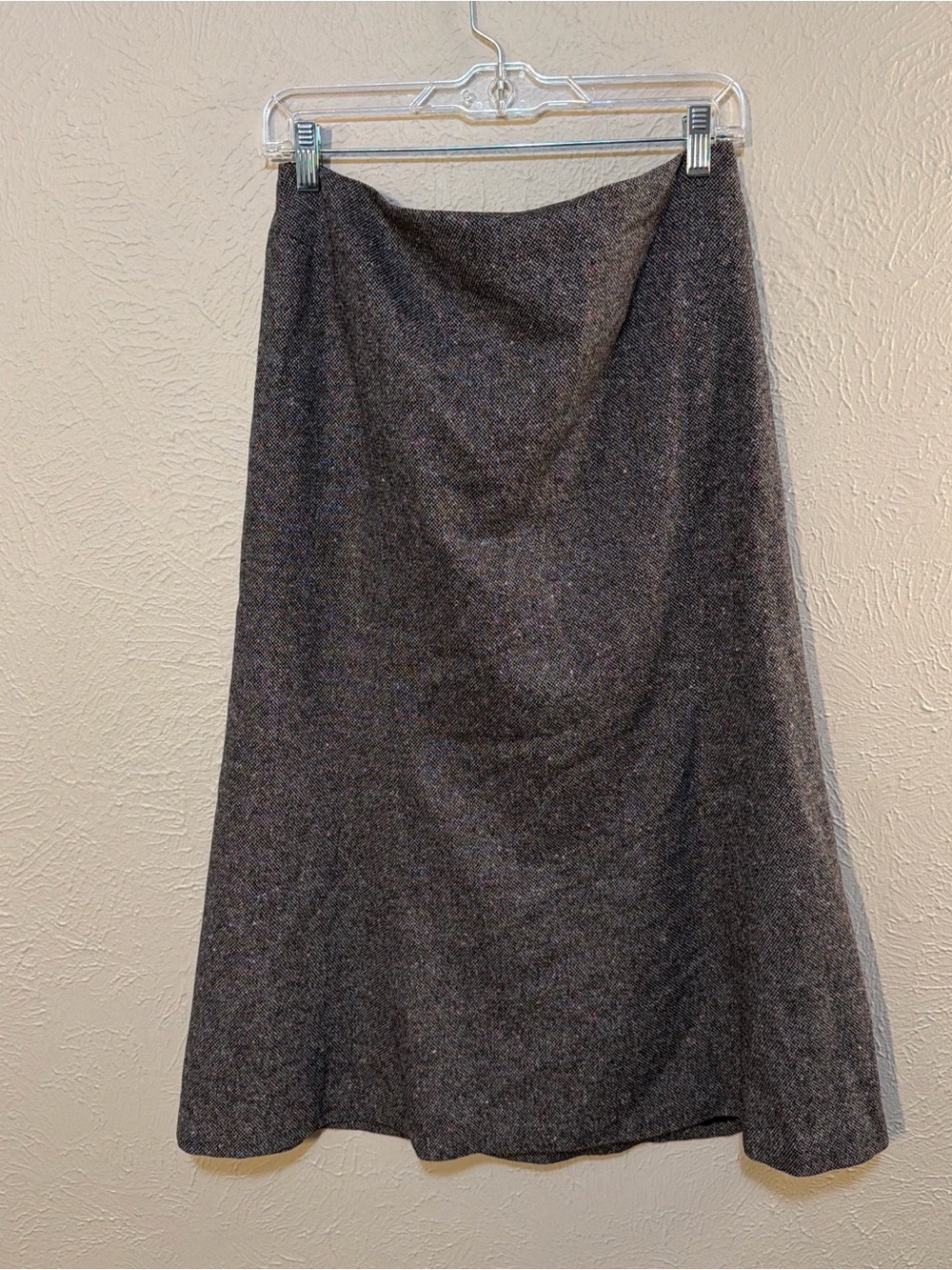 LOFT Dark Gray A-Line Wool-Blend Midi Skirt